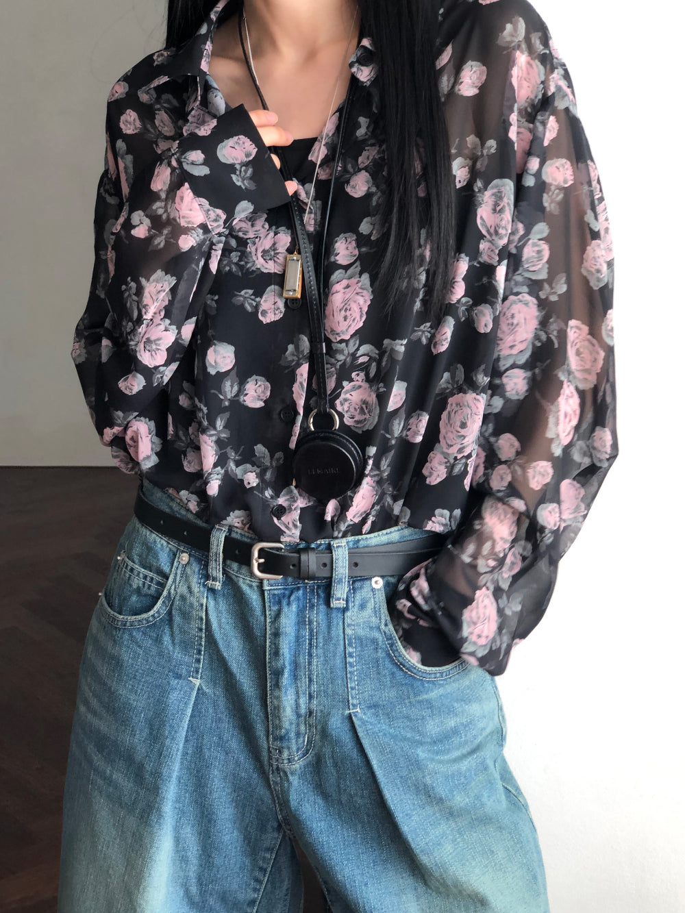 【REPELLER 2025SS】Rose Chiffon Shirt