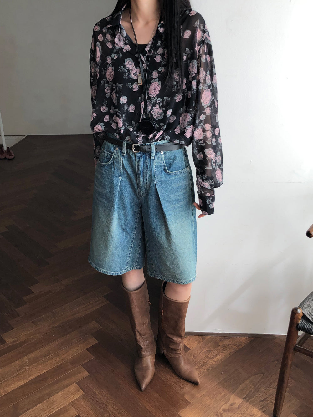 【REPELLER 2025SS】Rose Chiffon Shirt