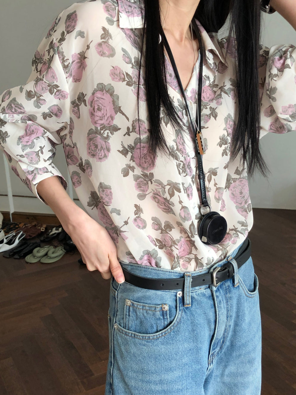 【REPELLER 2025SS】Rose Chiffon Shirt