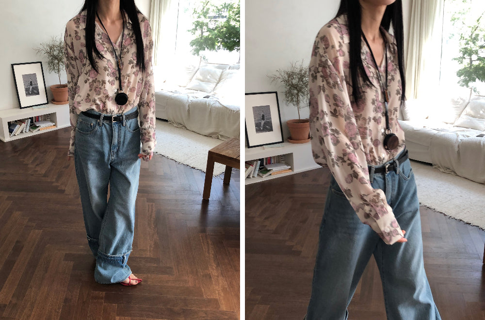 【REPELLER 2025SS】Rose Chiffon Shirt