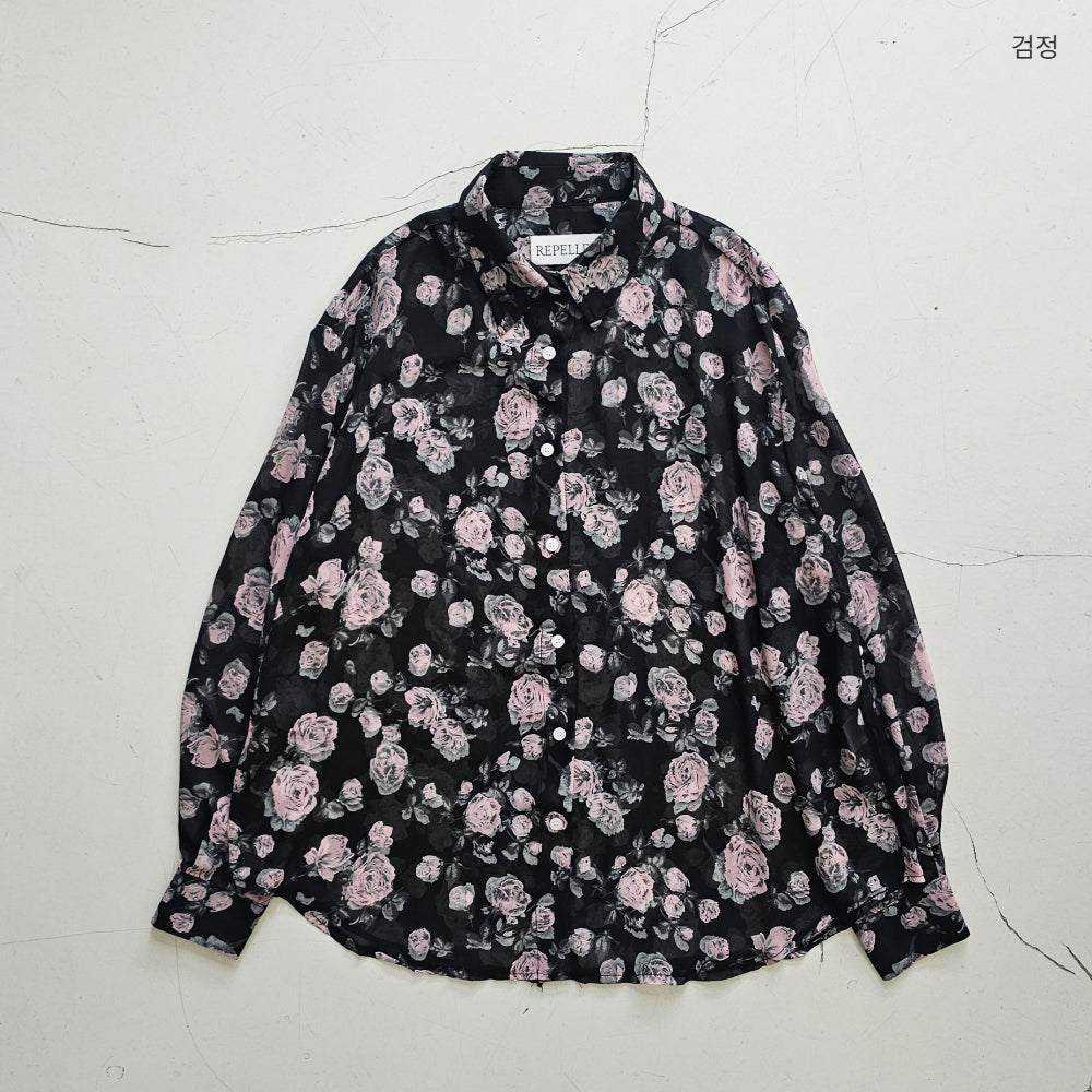【REPELLER 2025SS】Rose Chiffon Shirt
